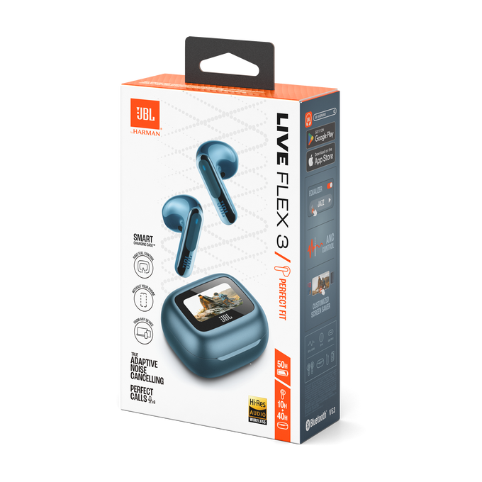 JBL Live Flex 3 - Blue - True wireless noise-cancelling open-stick earbuds - Detailshot 15 image number null